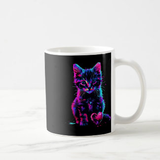 Caneca De Café Funny Blacklight Glitch Art Cute Cat Kitten Valent