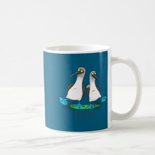 Caneca De Café Funny Blue Footed Ies Cartoon Illustration  (Direita)