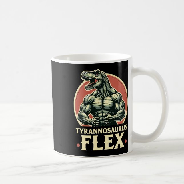 Caneca De Café Funny Bodybuilder Tyrannosaurus Flex Gym T-rex Din (Direita)