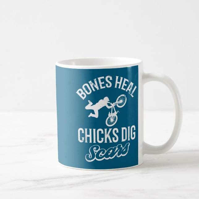 Caneca De Café Funny Bones Heal Chicks Dig S Bmx Biking  (Direita)