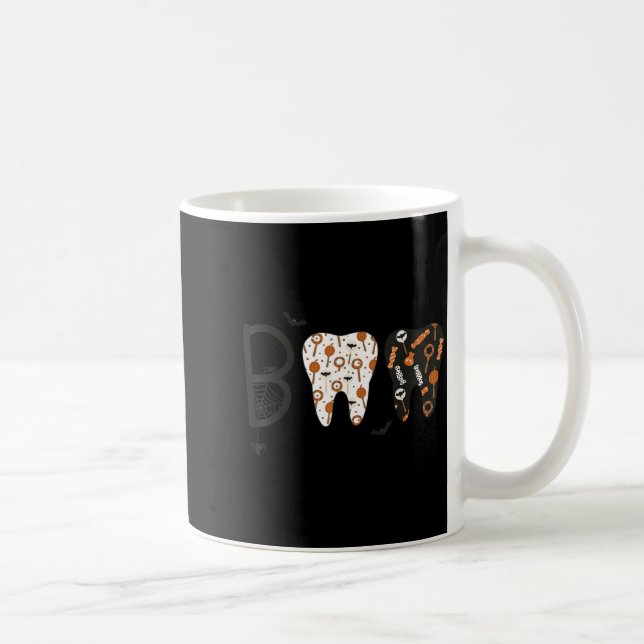 Caneca De Café Funny Boo Halloween Candy Dentist Teeth Men Women  (Direita)