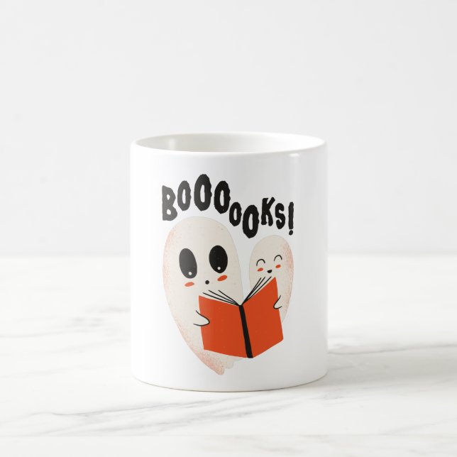 Caneca De Café Funny Bookworm Ghost Halloween Costume Boooooks (Centro)