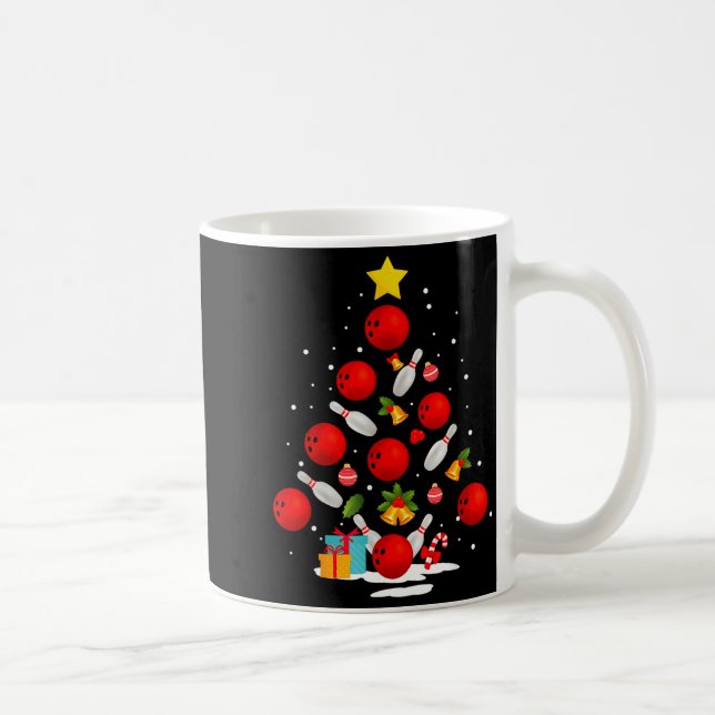 Caneca De Café Funny Bowling Christmas Tree Lights Xmas Men Women (Direita)