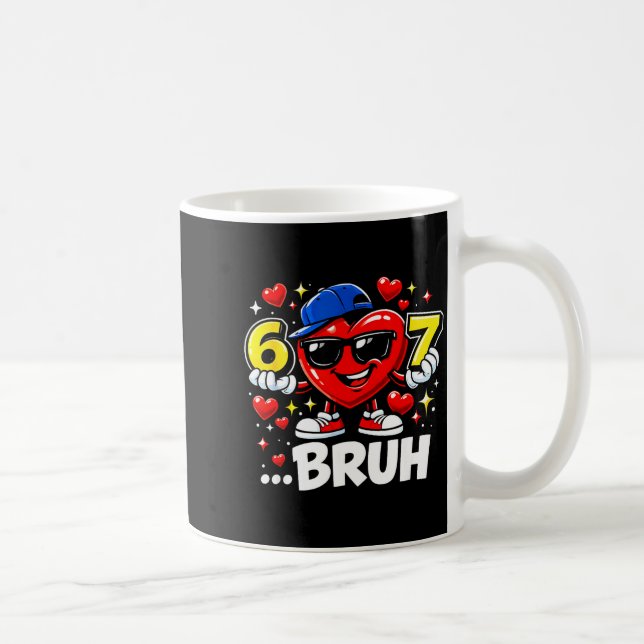 Caneca De Café Funny Bruh 67 Six Seven Meme Valentine Heart Dabbi (Direita)
