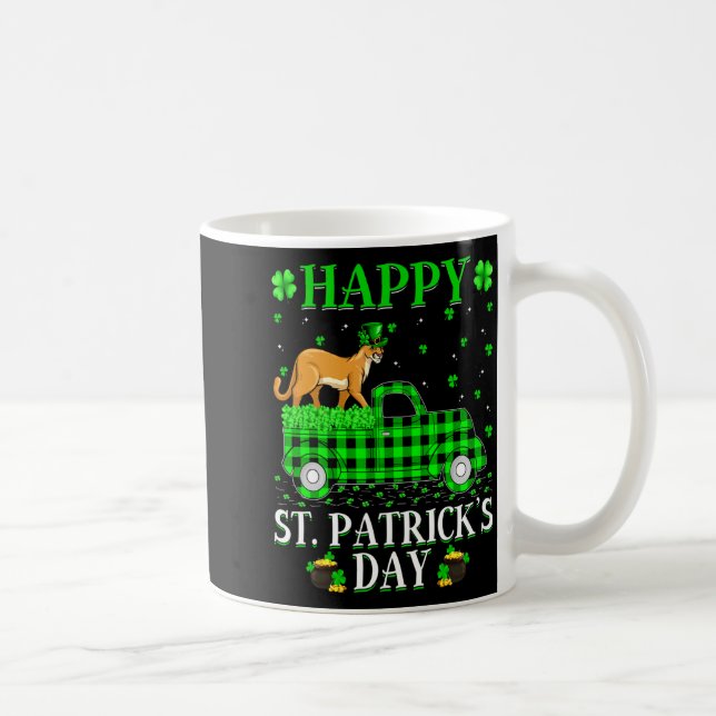 Caneca De Café Funny Buffalo Plaid Green Truck Cougar St Patrick  (Direita)
