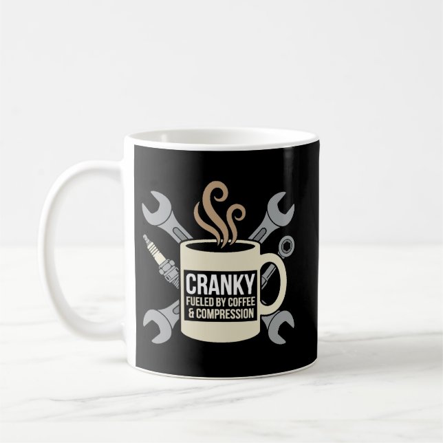 Caneca De Café Funny café Mechanic Cranky Engine Crankshaft (Esquerda)