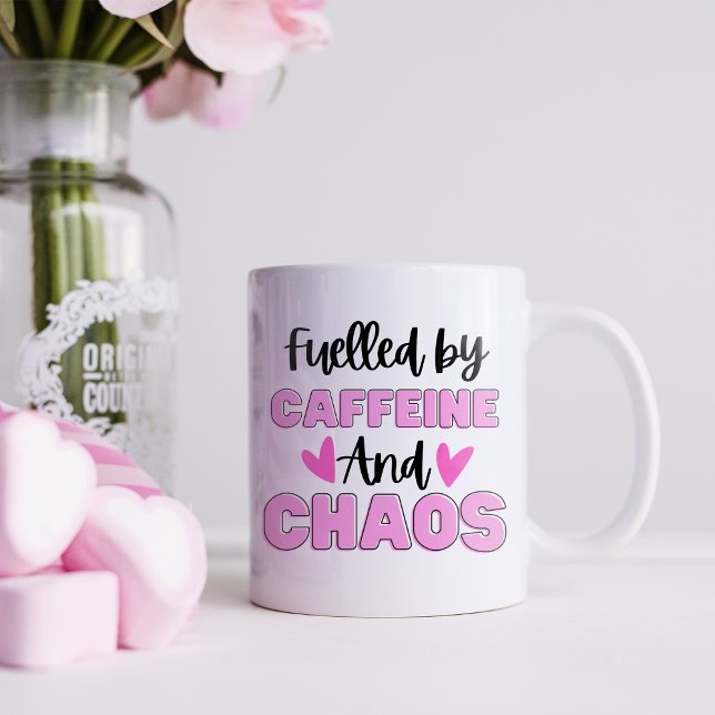 Caneca De Café Funny Caffeine e Chaos (Criador carregado)
