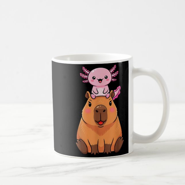 Caneca De Café Funny Capybara Axolotl Kawaii Kids Boys Girls Anim (Direita)