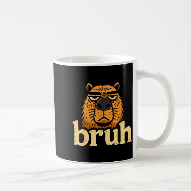 Caneca De Café Funny Capybara Bruh Sarcastic Animal Meme Boys Tee (Direita)