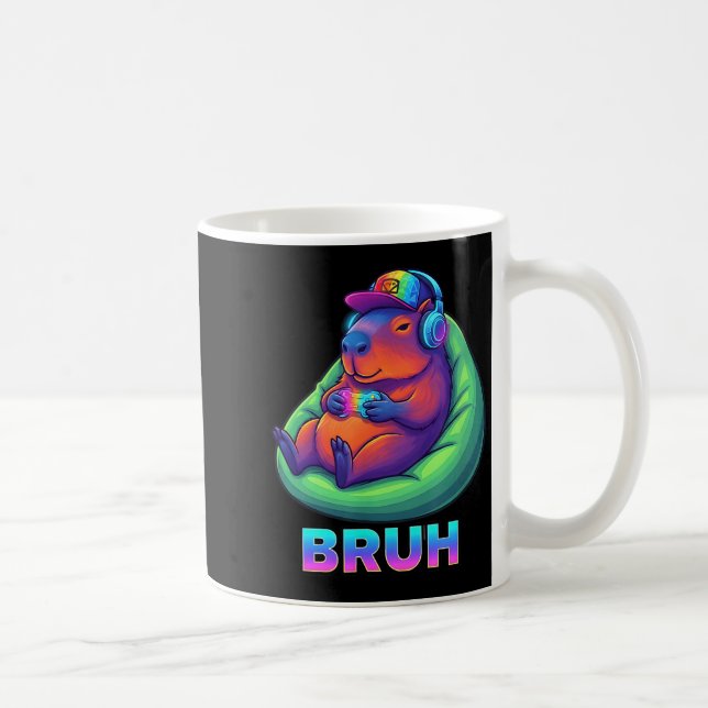 Caneca De Café Funny Capybara Bruh Video Games Lovers  (Direita)
