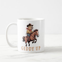 Caneca De Café Funny Capybara Cowboy Andando Cavalo Giddy