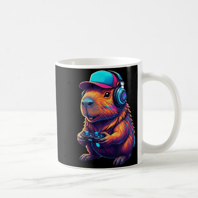 Caneca De Café Funny Capybara Gamer Gaming Video Games Capybara  (Direita)
