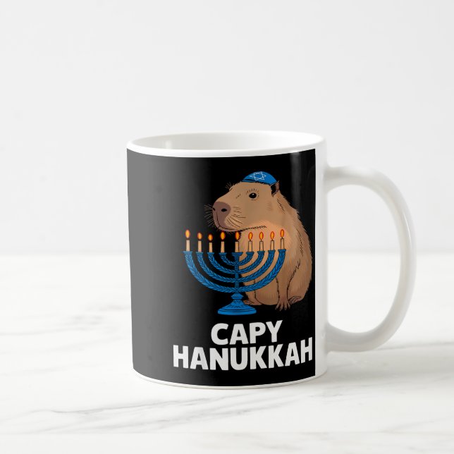 Caneca De Café Funny Capybara Happy Hanukkah Chanukah Jewish Men  (Direita)