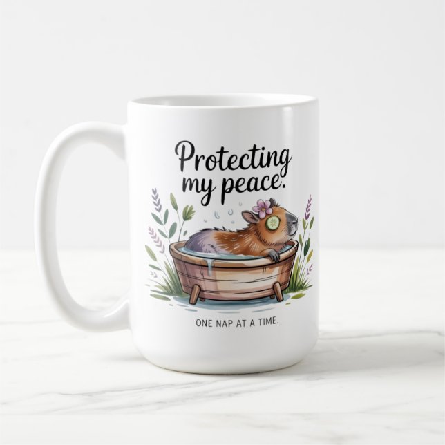 Caneca De Café Funny Capybara Self Care Mug - Nap Time Coffee Cup (Esquerda)
