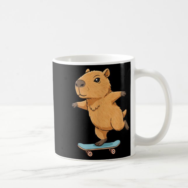 Caneca De Café Funny Capybara Skater Skateboard Ballerina Zoo Boy (Direita)