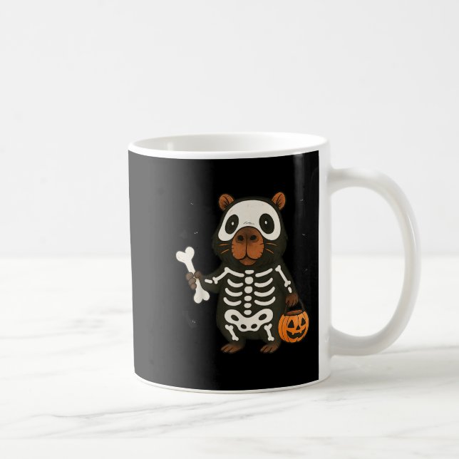Caneca De Café Funny Capybara Skeleton Pumpkin Halloween Costume (Direita)
