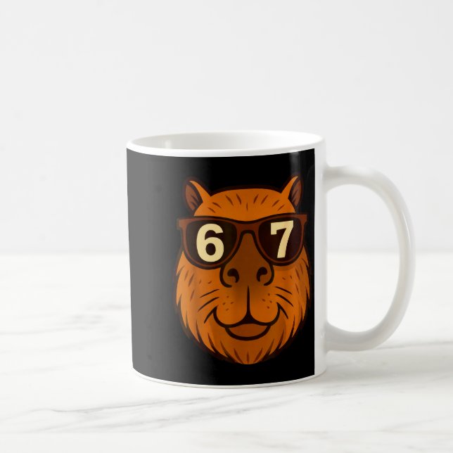 Caneca De Café Funny Capybara Sungles 67 Six Seven Meme  (Direita)