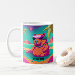 Caneca De Café Funny Capybara Tropical Beach Personalizada