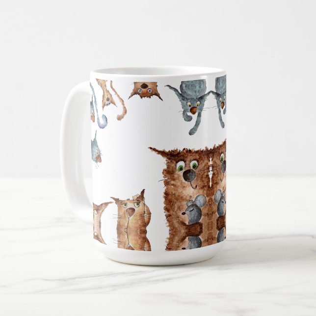 Caneca De Café Funny cartoon cats (Frente Esquerda)