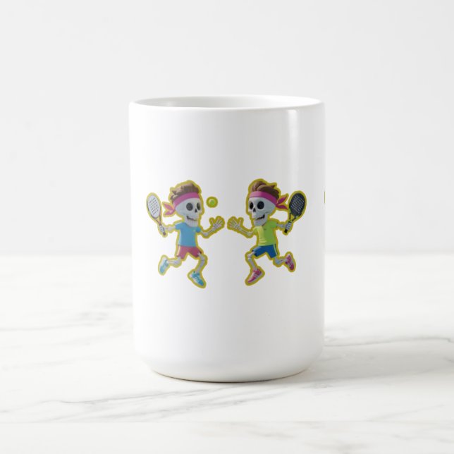 Caneca De Café Funny Cartoon Skeletons Playing Padel Tennis – 3D  (Centro)