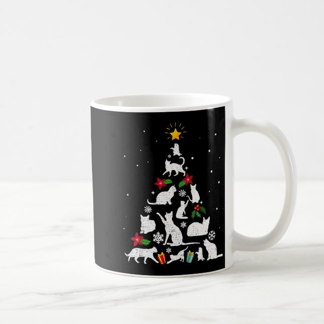 Caneca De Café Funny Cat Christmas Tree For Men Women Kids  (Direita)