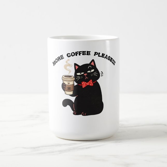 Caneca De Café Funny Cat Coffee Design– “More Coffee please”  (Centro)