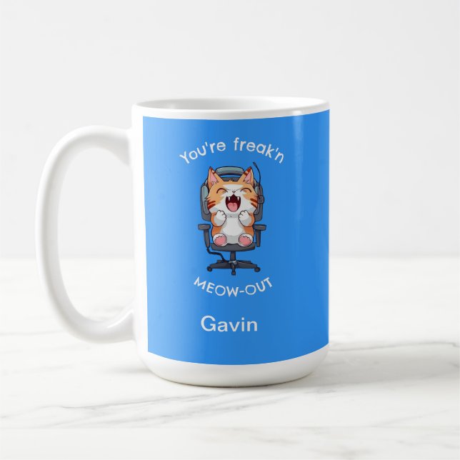 Caneca De Café Funny Cat Freak'n Meow Out (Esquerda)