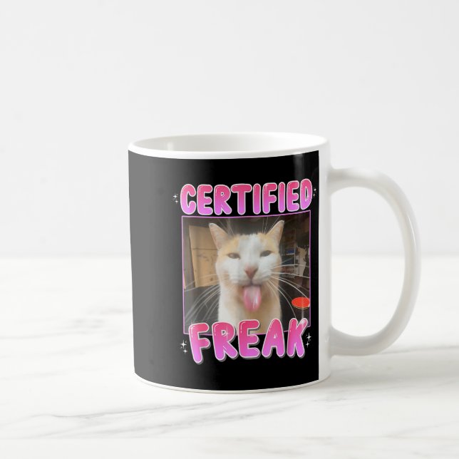 Caneca De Café Funny Cat Lover Certified Freak Eat Cement Cursed  (Direita)