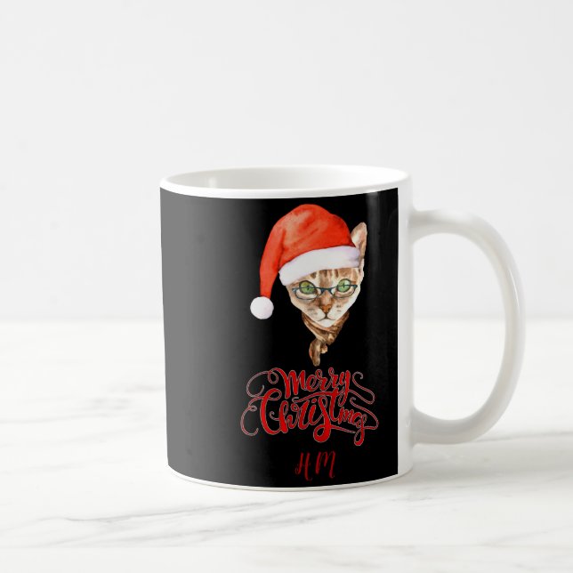 Caneca De Café Funny Cat Santa Winter Merry Christmas T Shirt  (Direita)