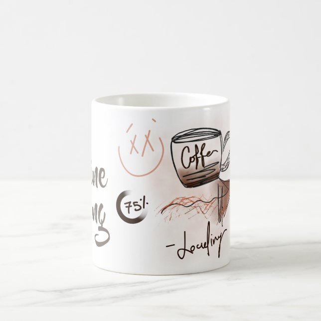 Caneca De Café Funny Charging Caffeine Sketch Monograma (Centro)