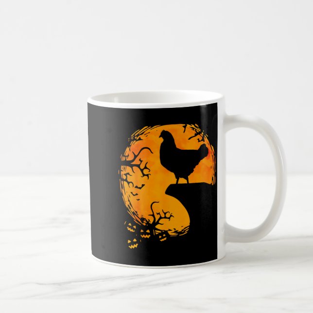 Caneca De Café Funny Chicken Halloween Moon Silhouette Soky Chick (Direita)