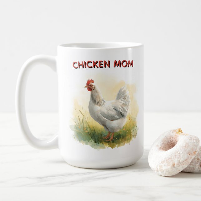 Caneca De Café Funny Chicken Mom Farm  (Com Donut)