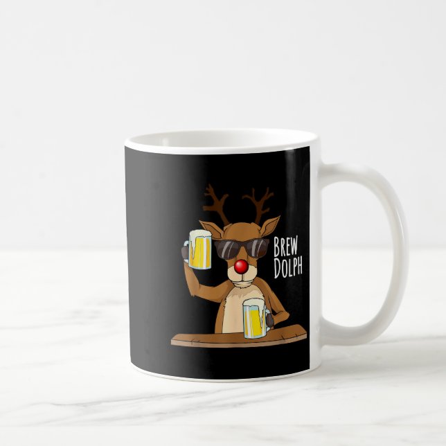Caneca De Café Funny Christmas Alcohol Shirt. Brew Dolph Beer Dri (Direita)
