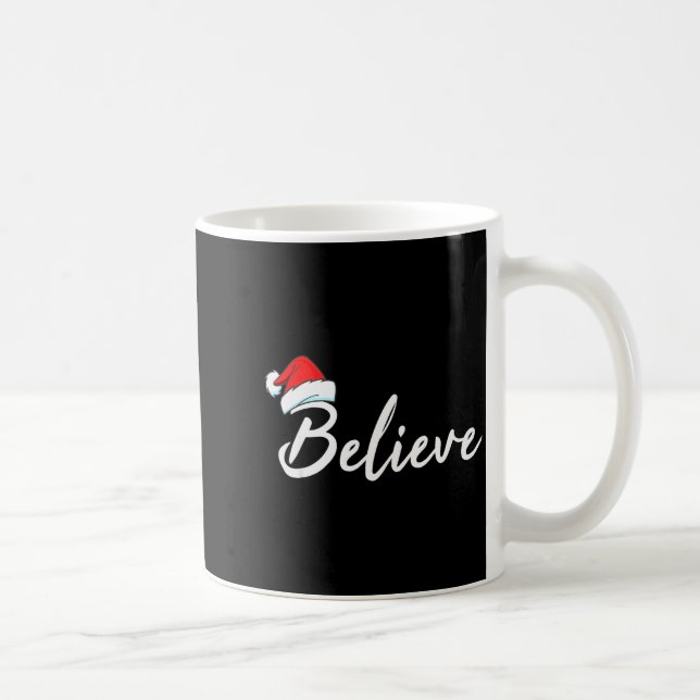 Caneca De Café Funny Christmas Believe Santa Pajama Outfit Men &a (Direita)
