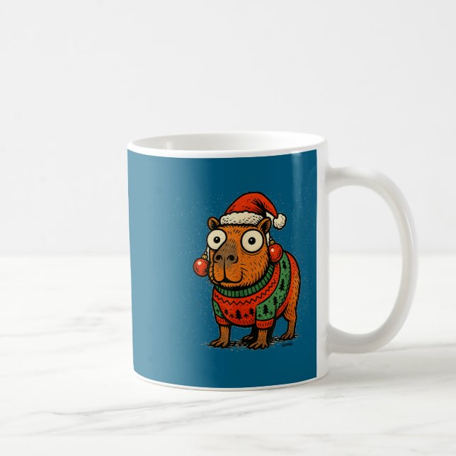 Caneca De Café Funny Christmas Capybara With Santa Hat &amp; Swea (Direita)