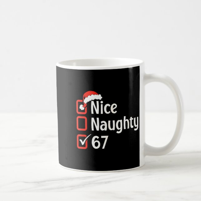 Caneca De Café Funny Christmas Checked List Nice Naughty 6 7 Meme (Direita)