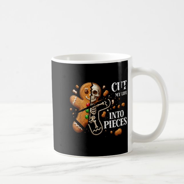 Caneca De Café Funny Christmas Cut My Life Into Eces Gingerbread  (Direita)
