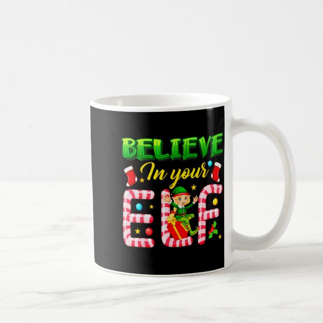 Caneca De Café Funny Christmas Elf Design Believe In Your Elf Men (Direita)