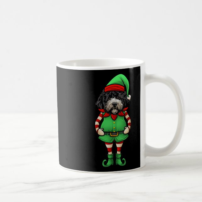 Caneca De Café Funny Christmas Elf Portuguese Water Dog  (Direita)