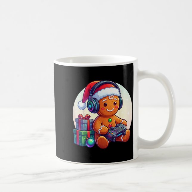 Caneca De Café Funny Christmas Gamer Gingerbread Xmas Gaming Men  (Direita)