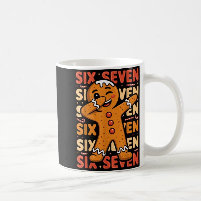 Caneca De Café Funny Christmas Gingerbread Cookie Dab Six Seven 6 (Direita)