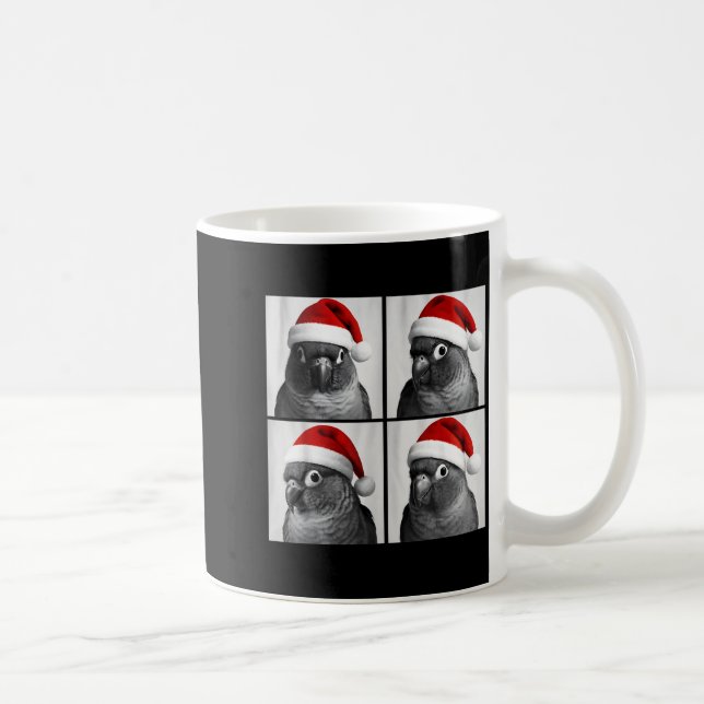 Caneca De Café Funny Christmas Green Cheek Conure Santa Photo Boo (Direita)