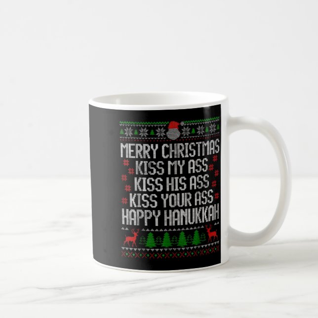 Caneca De Café Funny Christmas Kiss My Happy Hanukkah Humor  (Direita)