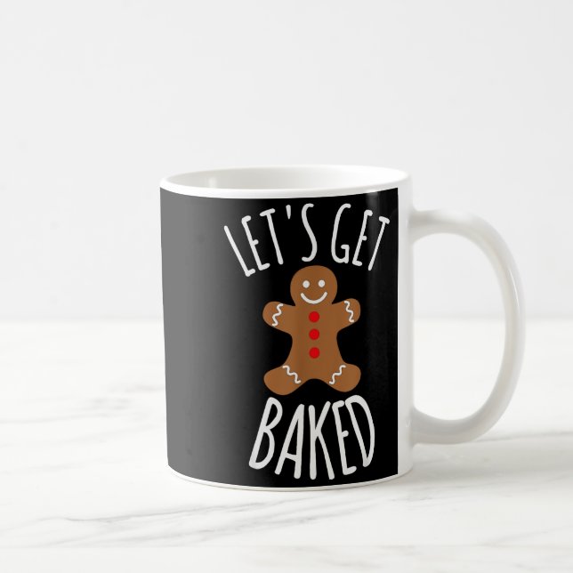 Caneca De Café Funny Christmas Let's Get Baked Cookie Silly Gift  (Direita)