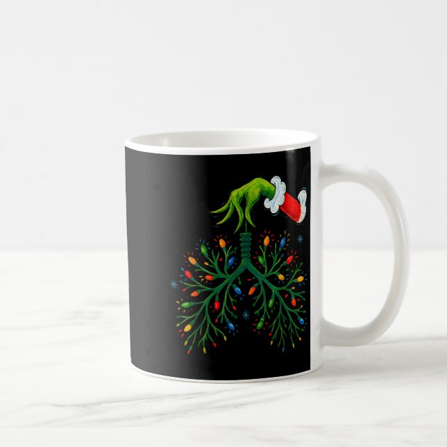 Caneca De Café Funny Christmas Lungs Lights Art – Rt Holiday  (Direita)