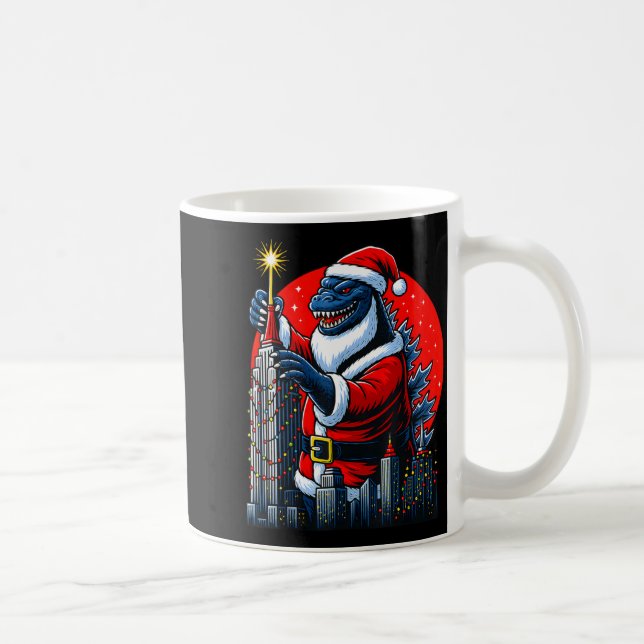 Caneca De Café Funny Christmas Monster Santazilla Holiday Dinosau (Direita)