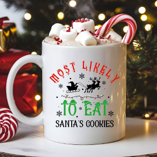 Caneca De Café Funny Christmas Most Likely to Eat Santa’s Cookies