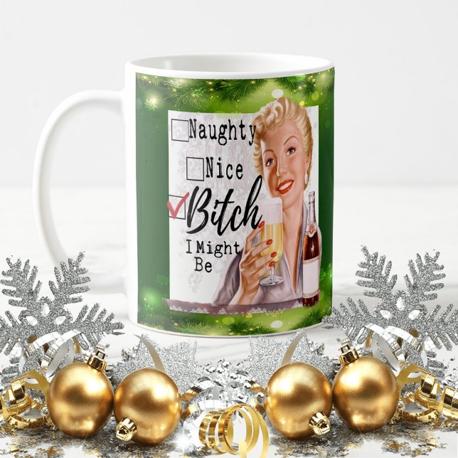 Caneca De Café Funny Christmas Mug Best Friend "Naughty / Nice?" (Criador carregado)