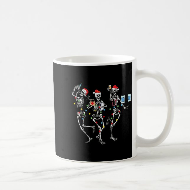 Caneca De Café Funny Christmas Nurse Skeleton Nurse Dance Stethos (Direita)