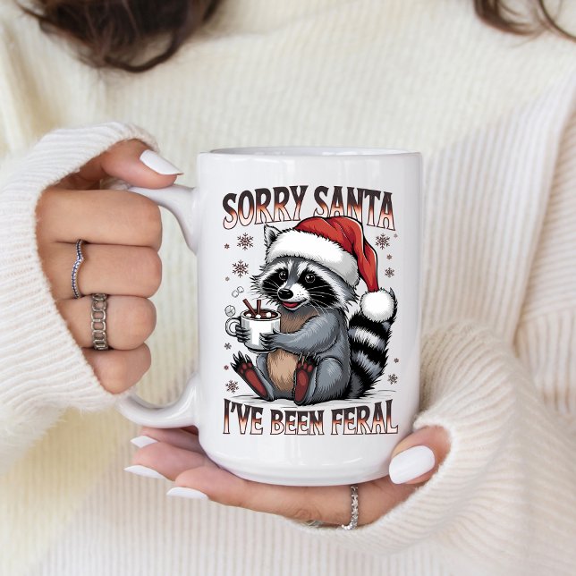 Caneca De Café Funny Christmas Raccoon Coffee Mug (Personalize this cute Funny Christmas Raccoon coffee mug. )